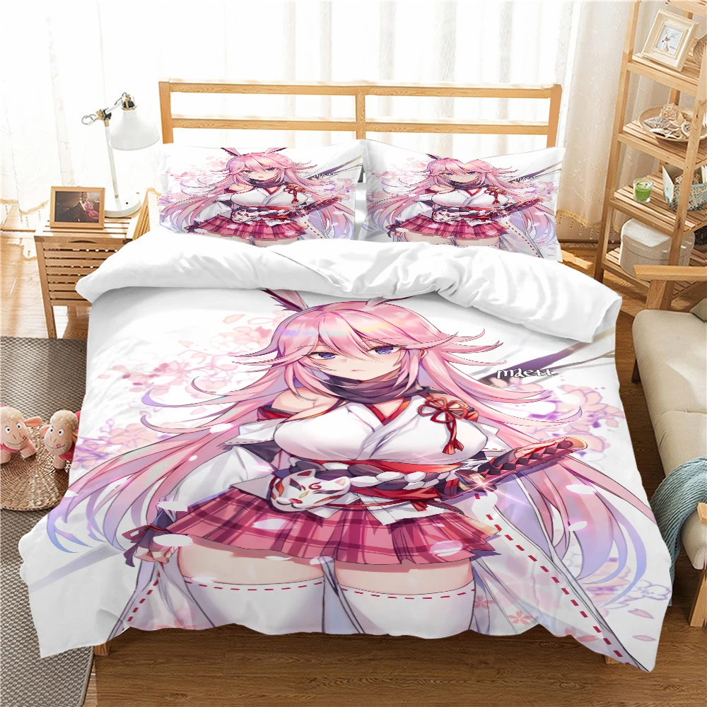 

Пододеяльник Yae Sakura Houkai Gakuen 2, красивое постельное белье с аниме, комплект с наволочкой для подростков, одинарный, двойной, Королевский