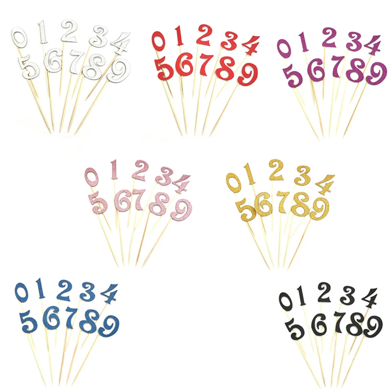 

Children Birthday Anniversary Party Decoration Acrylic Golden Number Pattern Birthday Cake Topper 7 Color