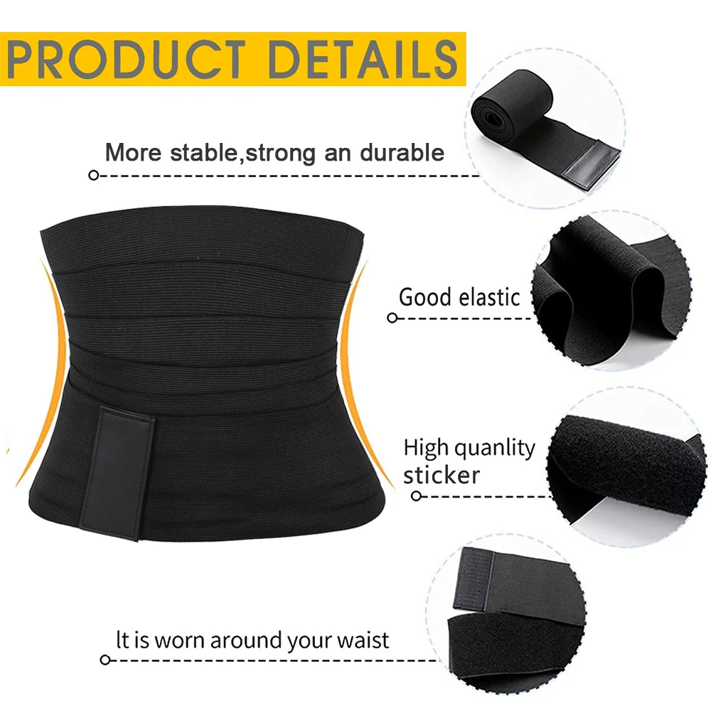 Atbuty Waist Trianer Women Wrap Belt 3 4 M Snatched Me Up Bandage Hook&Loop Adjustable Belly Model Strap Slimming Girdle Shaper