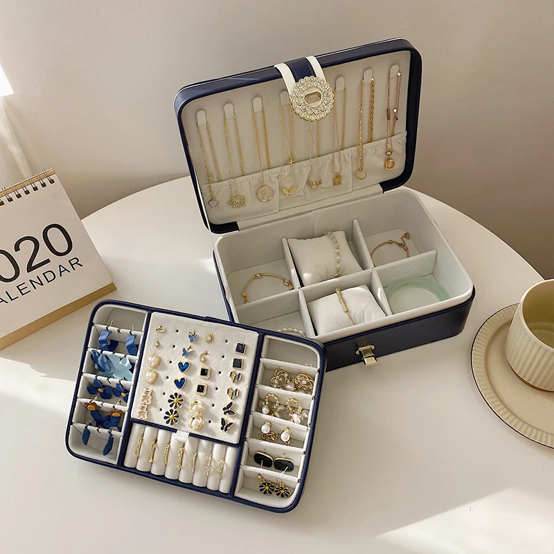 

2022 Jewelry Organizer Display Travel Jewelry Case Boxes Portable Jewelry Organizador Leather Storage Zipper Jewelers joyero