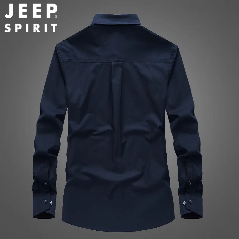 Мужская Однотонная рубашка с длинным рукавом JEEP SPIRIT повседневный свободный