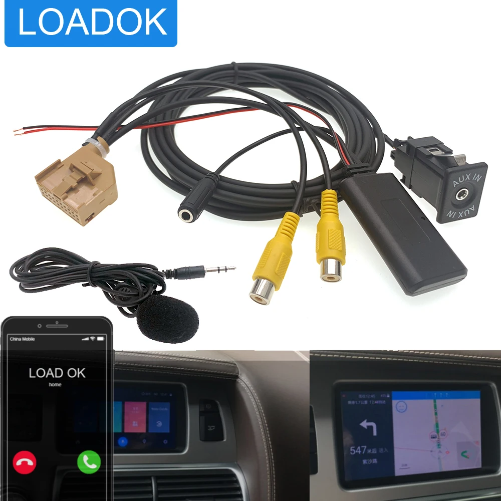 Car 20 Pin DVB-T AVI Port Music Wireless Bluetooth Aux Adapter Call Handsfree Cable for Audi MMI 2G A6 A8 Q7 Platform