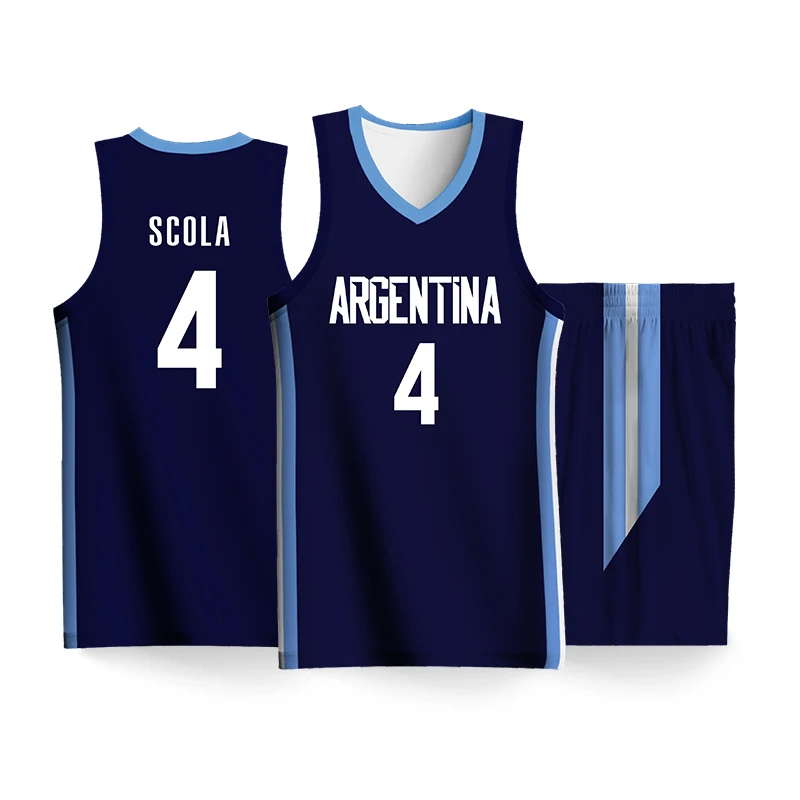 

Баскетбольные комплекты для мужчин, футболки и шорты с сублимационной печатью Аргентины, мужские спортивные костюмы