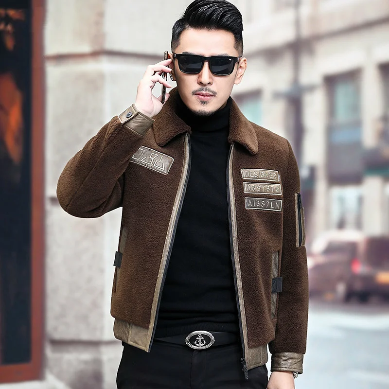 Мужская одежда 2023, мужское зимнее пальто из 100% шерсти с мехом, куртка из натуральной кожи для мужчин, Chaqueta Hombre LXR421