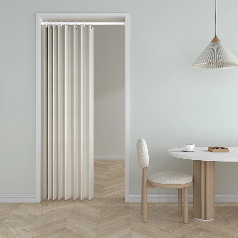 Бежевая фиксированная Складная дверная занавеска, домашняя ткань для ...