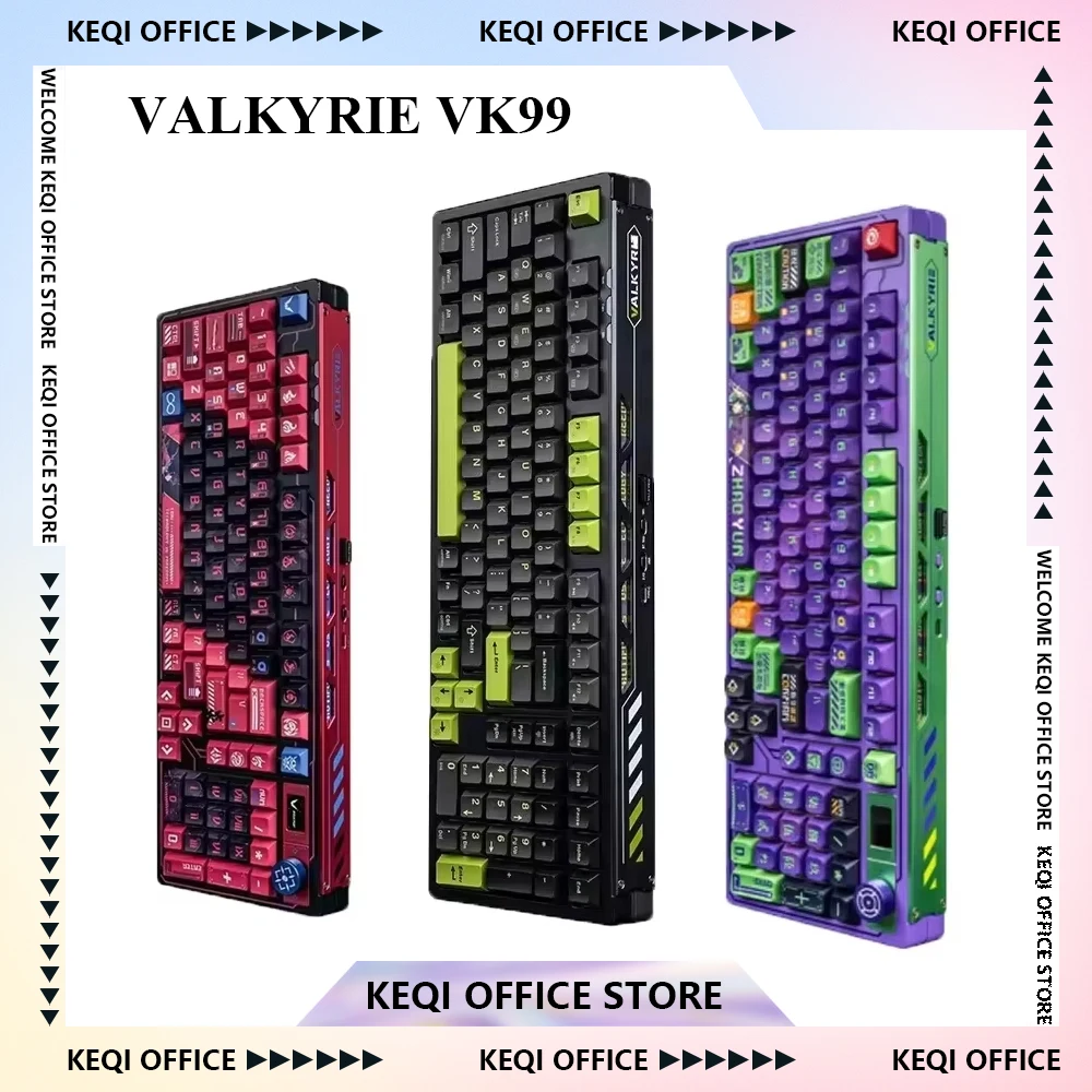 Фото VALKYRIE VK99 Механические клавиатуры RGB Беспроводная Bluetooth 2,4G Проводная 3-режимная полноклавишная игровая клавиатура с возможностью горячей замены ПК Киберспорт №1