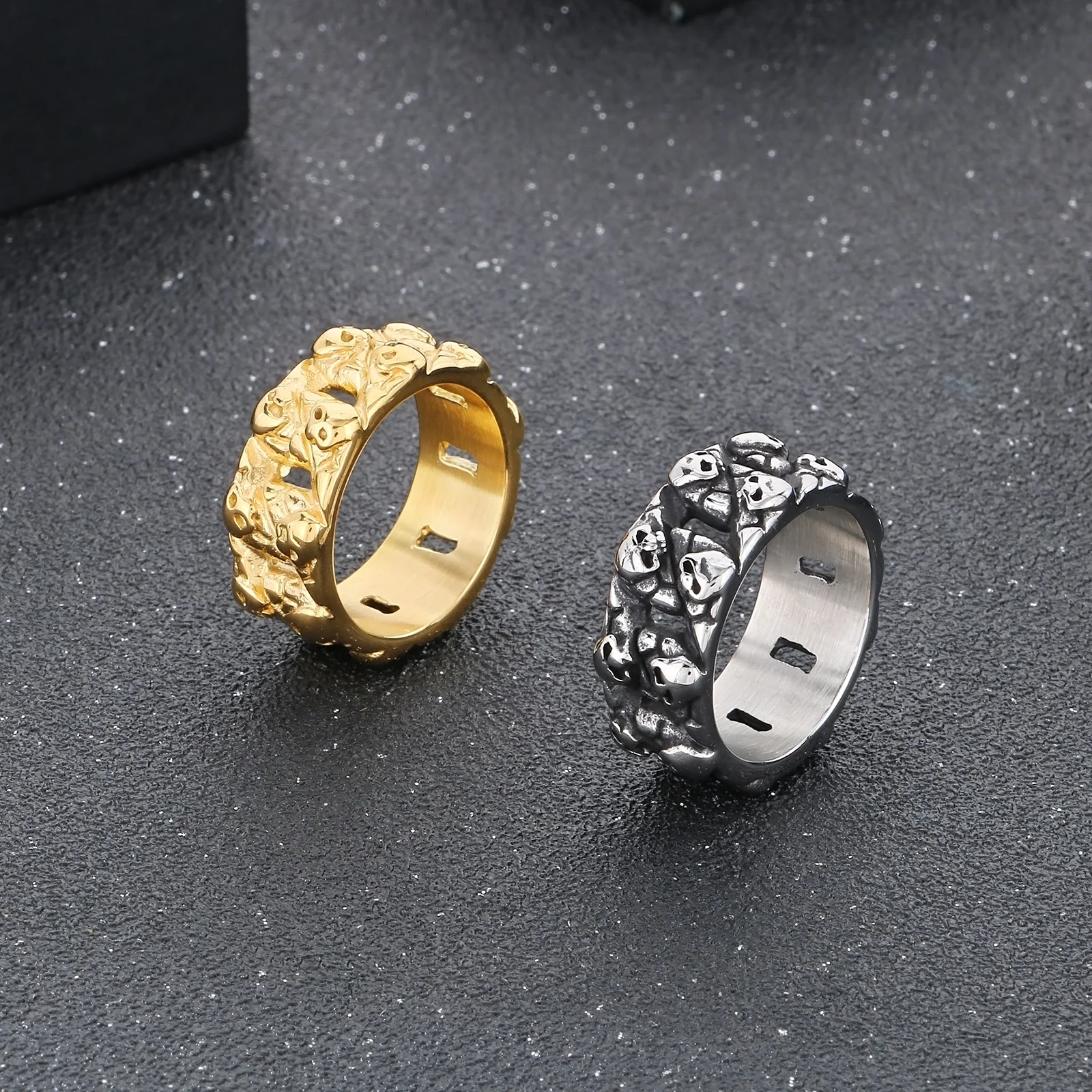 Fongten геометрический череп из нержавеющей стали мужское кольцо металлический