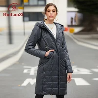 HaiLuoZi 2022 Women Fall Jacket Medium Long Casual Female Spring Coat Hooded High Quality Parka Brand Clothing Lady Outwear 7053