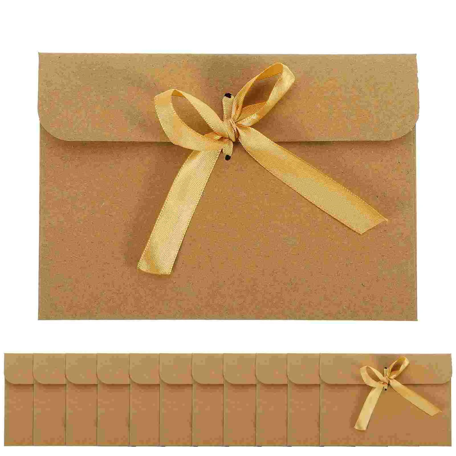 

50 Pcs Photo Envelopes European Solid Color Letter Paper Covers Twine Writing Kraft