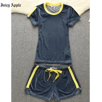 juicy apple 2pcs women sports suit short sleeve t shirt loose high waist shorts two piece set casual suits jogging tracksuit