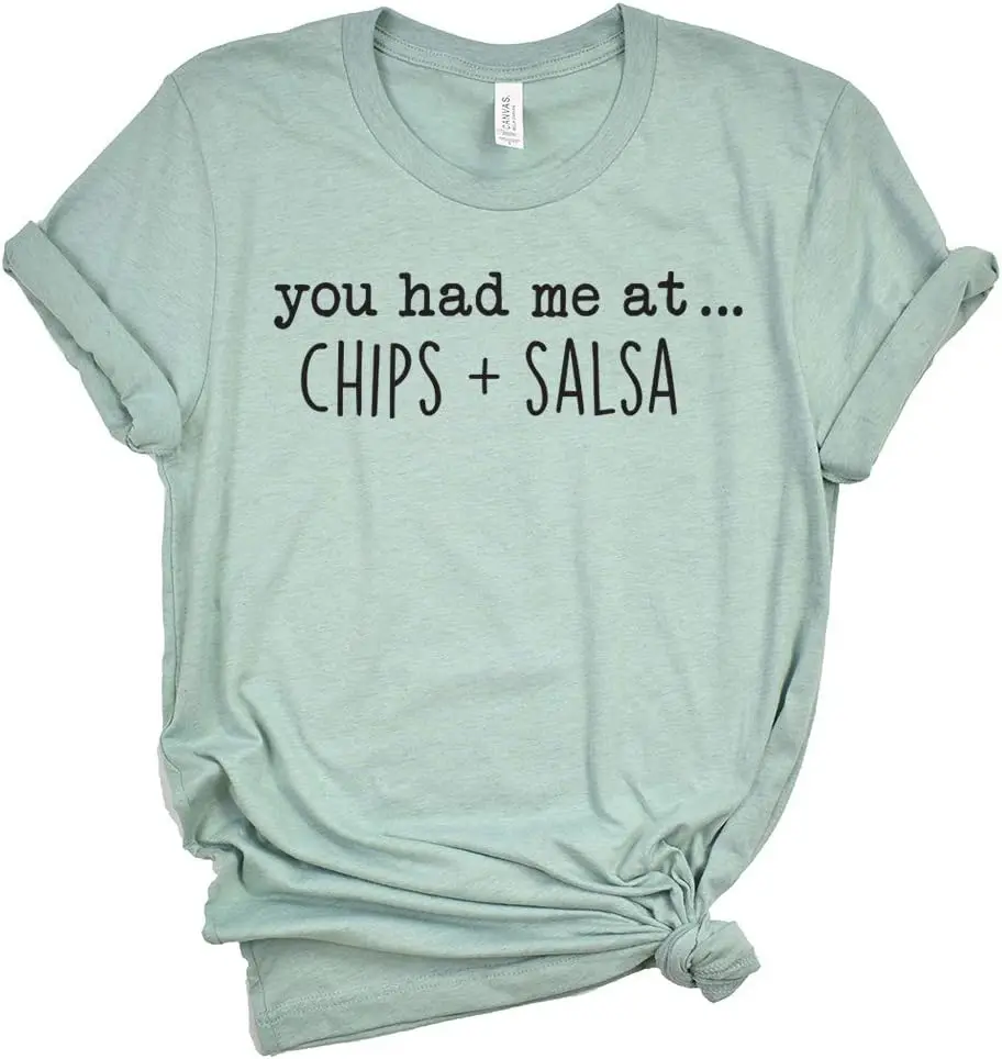 Simply Sage Market You Had Me At Chips and Salsa — футболка Taco с короткими рукавами и рисунком Seafoam Crew