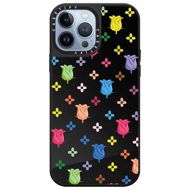 

Зеркальный чехол CASETIFY с цветными розами для IPhone 11 12 13 14ProMax 11 12 13 14Pro XsMax XR 6S 7 8 SE 7P 8P 14Plus, задняя крышка D0612