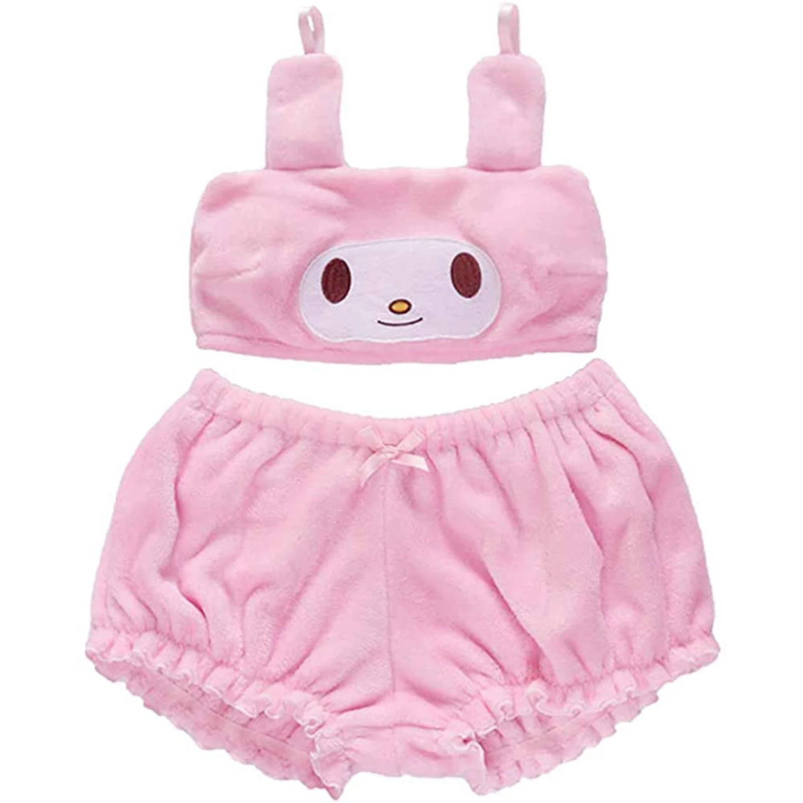 

Женское зимнее нижнее белье из 2 предметов с мультяшным принтом, Пушистый Жилет с регулируемыми бретельками + шорты с эластичным поясом, кос...