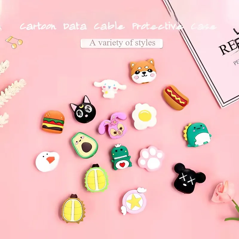 Милая силиконовая защита для кабеля с изображением животных и фруктов