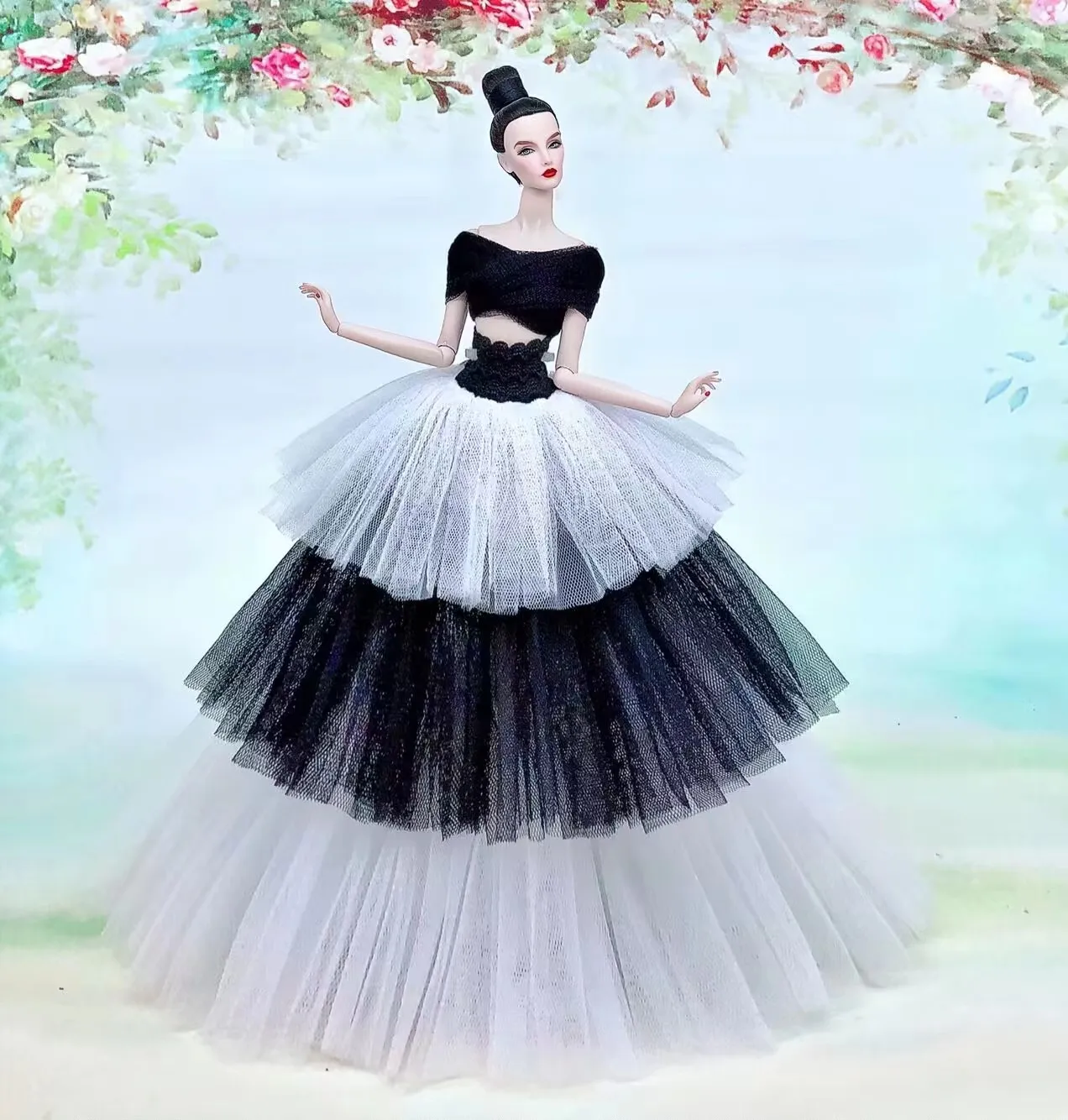

Белое черное кружевное свадебное платье для куклы Барби, одежда 1/6, аксессуары для шарнирных кукол Барби, платья принцессы, вечернее платье ...