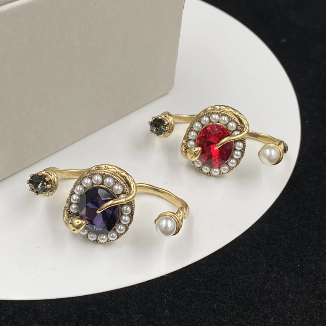 

2023 New in Trendy Ring for Women Luxury Vintage Snake Zircon Ring Designer Party Jewelry Valentine's Day Gift Free Shipping