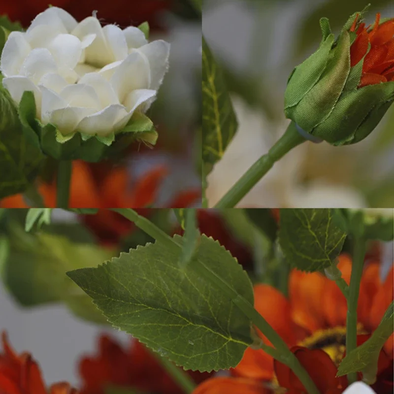 66 см искусственный цветок 5 головок подсолнечник четырехцветный подсолнух