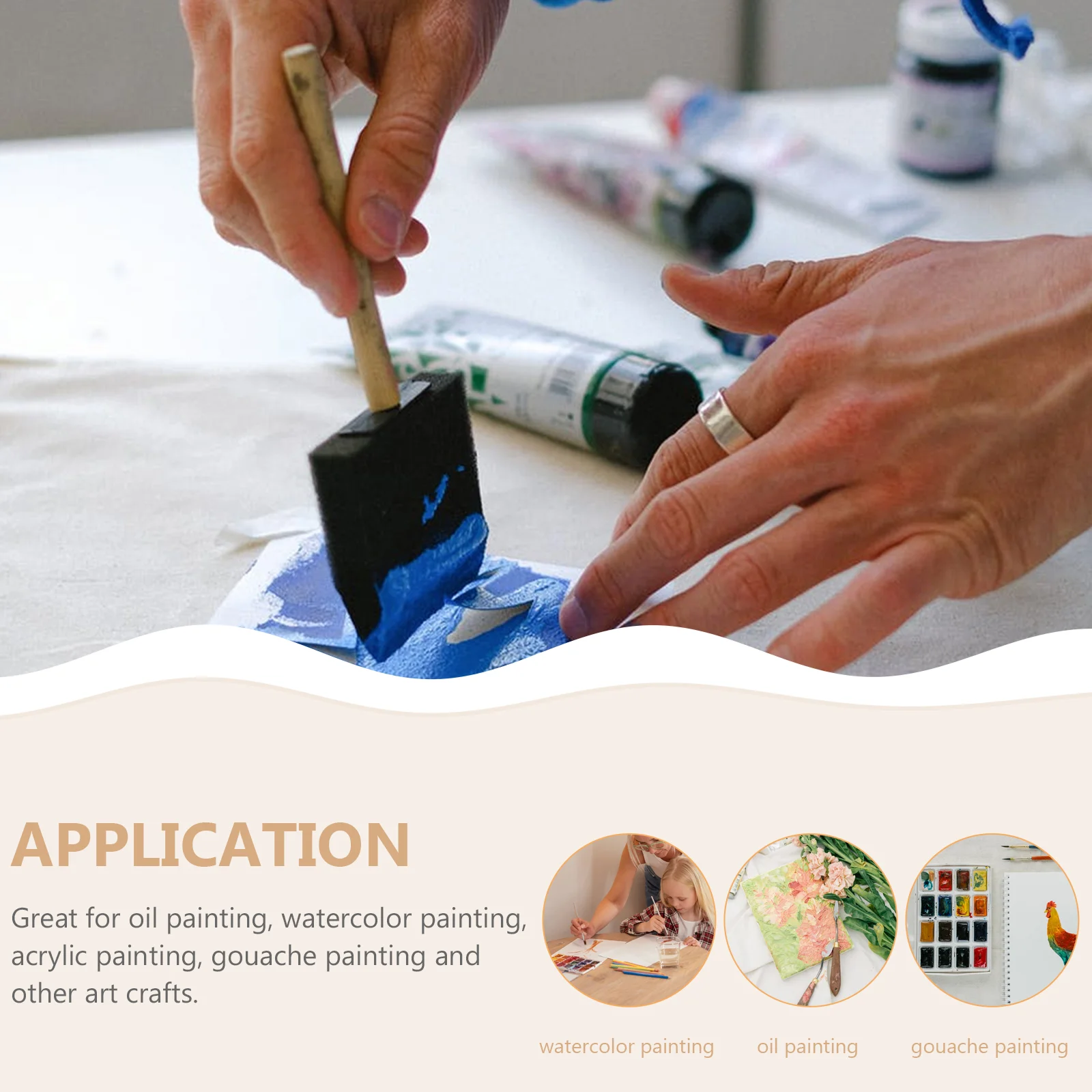 16-х шт. губчатая кисть для рисования деревянная ручка детские граффити черная