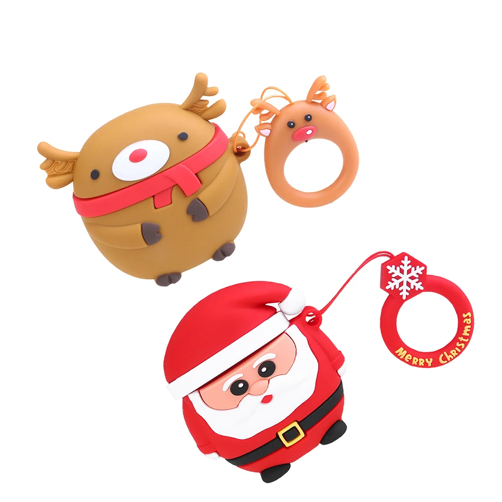 

2 Pcs Xmas Cover Adorable Decor Earphone Cover Earphone Case for Xmas Gift Protection