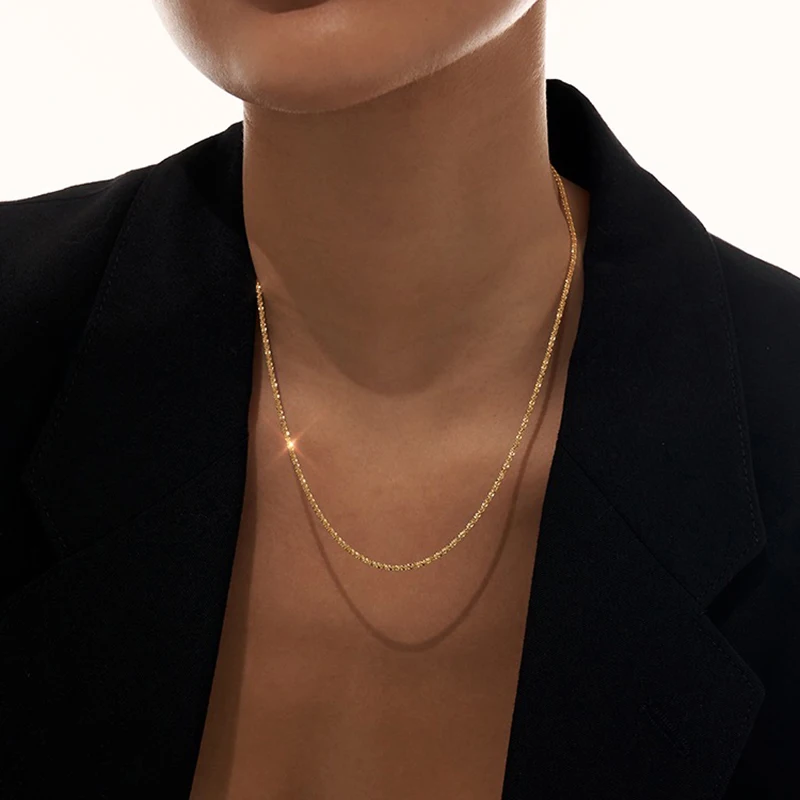 Peri'sBox Gold/Silver Color Flat Shiny Glossy Chain Necklaces Minimalist Statement Elegant Chokers For Women Jewelry 2021 Hot