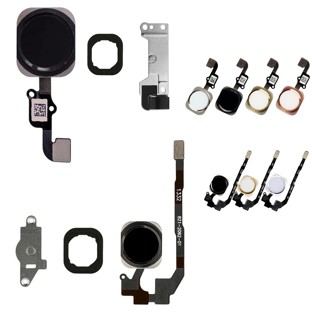 

Home Button For Phone 5s SE 6 6Plus 6s 6sPlus Menu Homebutton Key Flex Cable With Metal Bracket And Rubber Gasket Replacement