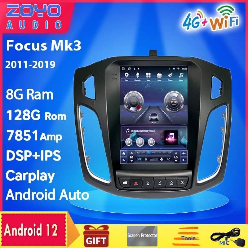 

Android 12 9.7“ IPS vertical screen car GPS multimedia radio audio bluetooth navigation player for Ford Focus 3 salon 2011-2019