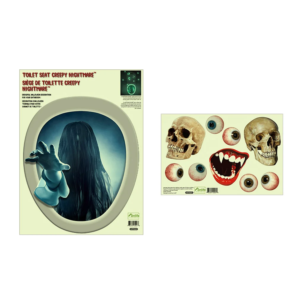 

Toilet Luminous Sticker Halloween 3D Decals Decal Horrible Bathroom Lid