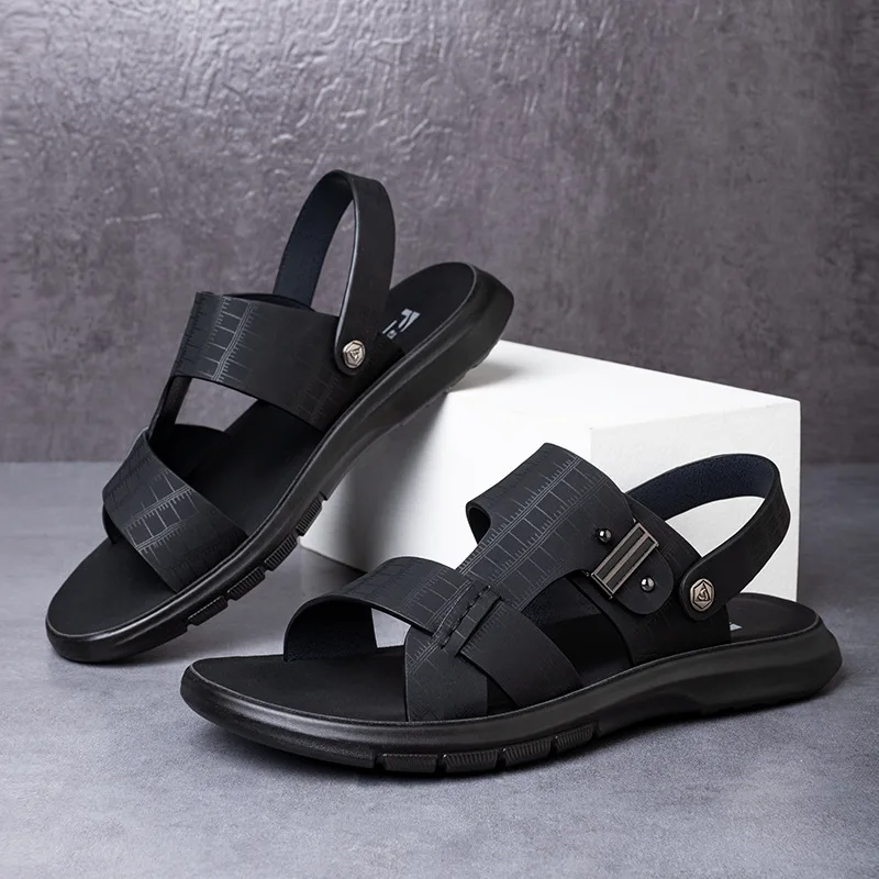 

New Summer Shoes Men Beach Sandals Flat Summer Holiday Shoes Summer Holiday Footwear Mens Sandals Black Non-slip A4501