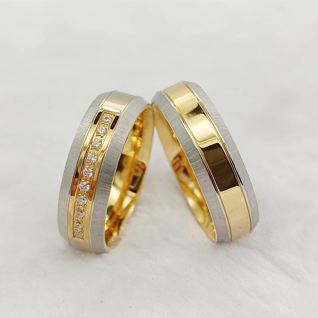 Fine Jewelry Rings Wedding valentines lovers Golden Engagement rings Stainless Steel Costume Jewellery Women