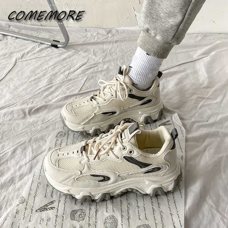 Кроссовки женские на платформе дышащие сетчатые шнуровке повседневная