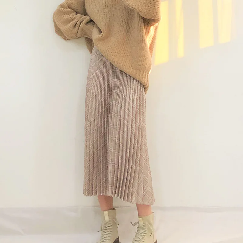 

Women's Skirt 2022 Spring and Summer New High Waist Temperament Versatile Design Print Slim Fit A- Line Miyake Pleated Y2k Skirt