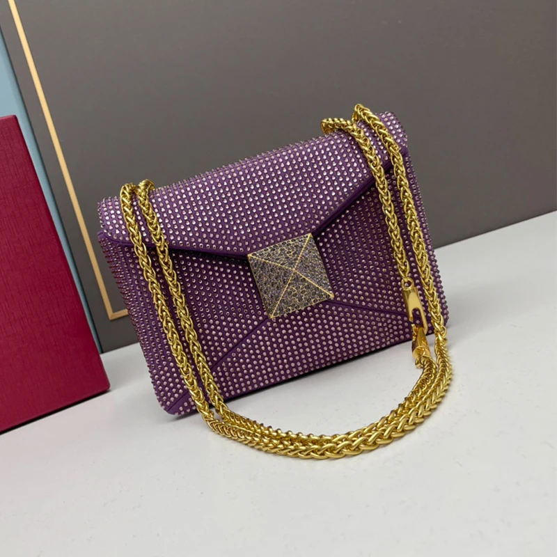 Crystal Chain Bag Women's Evening Bag Small Square Bag Bags For Women Fashion One Shoulder Crossbody Bag Women's Handheld Purse