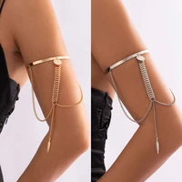 punk adjustable fashion jewelry for women girls minimalist bangle upper arm cuff arm bracelet tassel armband