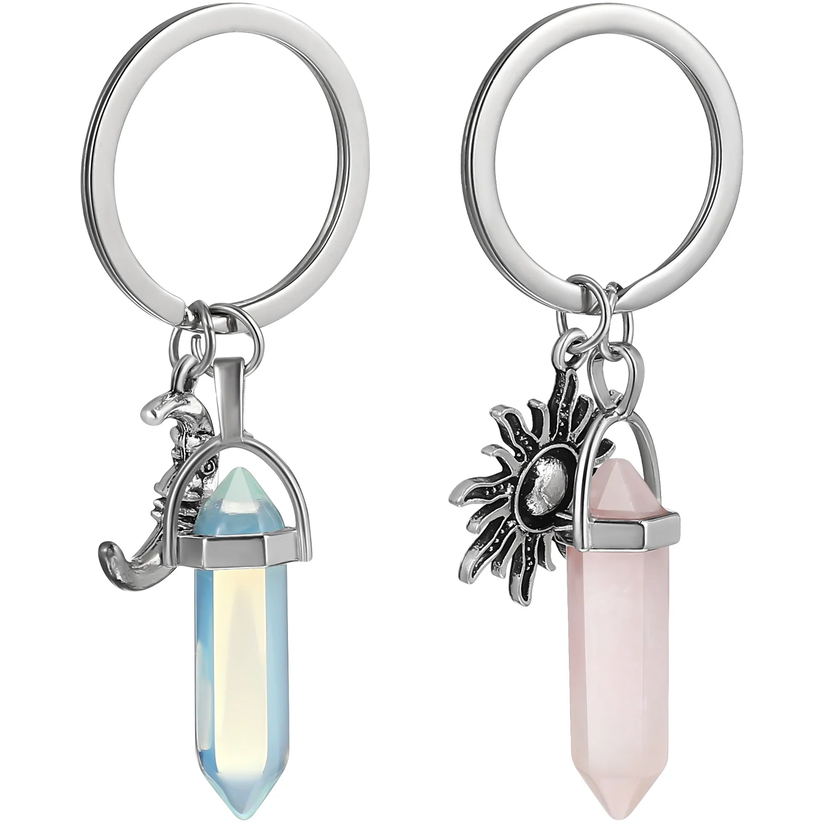 

2 Pcs Couple Keychain Metal Ring Aesthetic Keychains Creative Rings Pendant Holders Gothic Crystal Lovers
