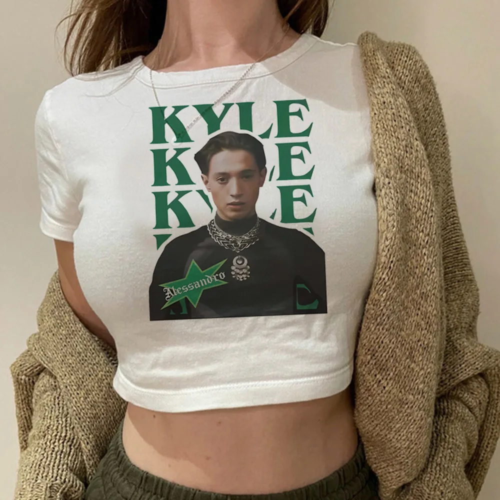 Фото Укороченный топ Kyle Alessandro для девочек, винтажный, в стиле джойфуку, мем, эмо, гяру, милый, в стиле аниме, харадзюку №1