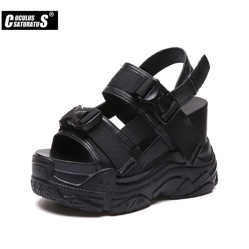 

2022Summer Platform Ladies Sandals Wedge Black White Sandals Fashion Female's Sandals Outdoor Light Casual Woman's Roman Sandals