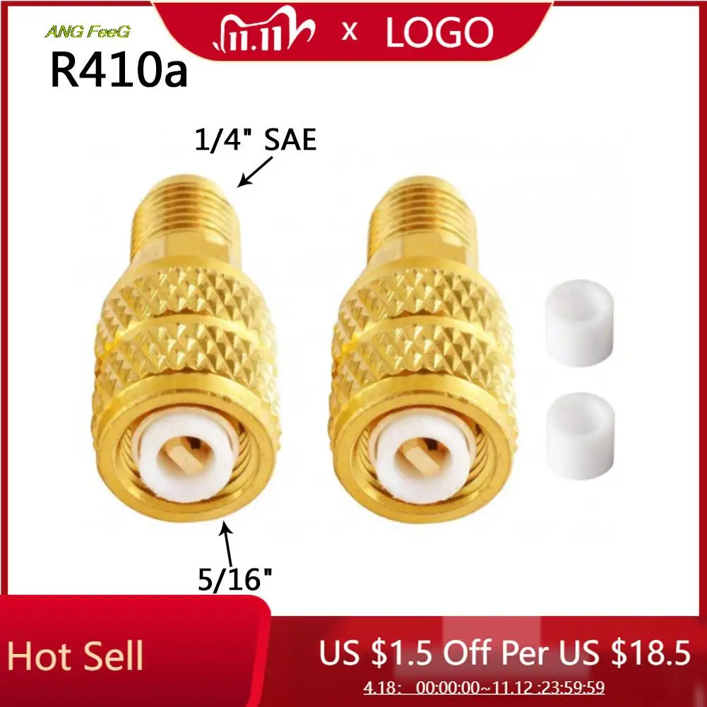 

2pcs Brass R410a Adapters Female 5/16" SAE Male 1/4" SAE For Refrigerant R22 Adapter Connection Adapter Hvac Tools