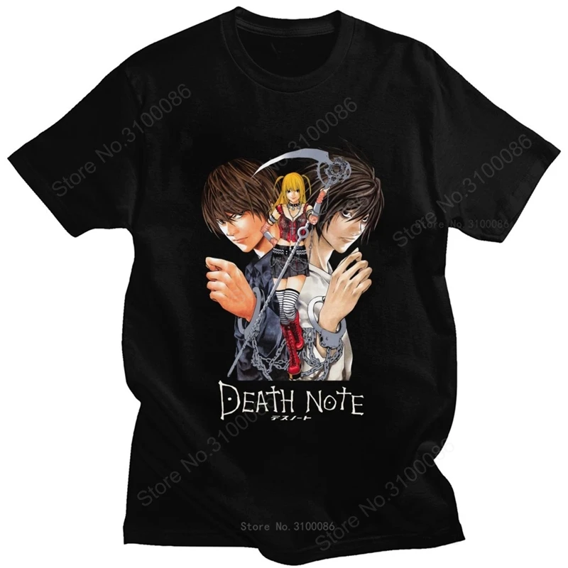 

Classic Japan Anime Yagami Misa And Lawliet T Shirt Men Short Sleeved Manga Death Note T-shirt 100% Cotton Regular Fit Tee Tops