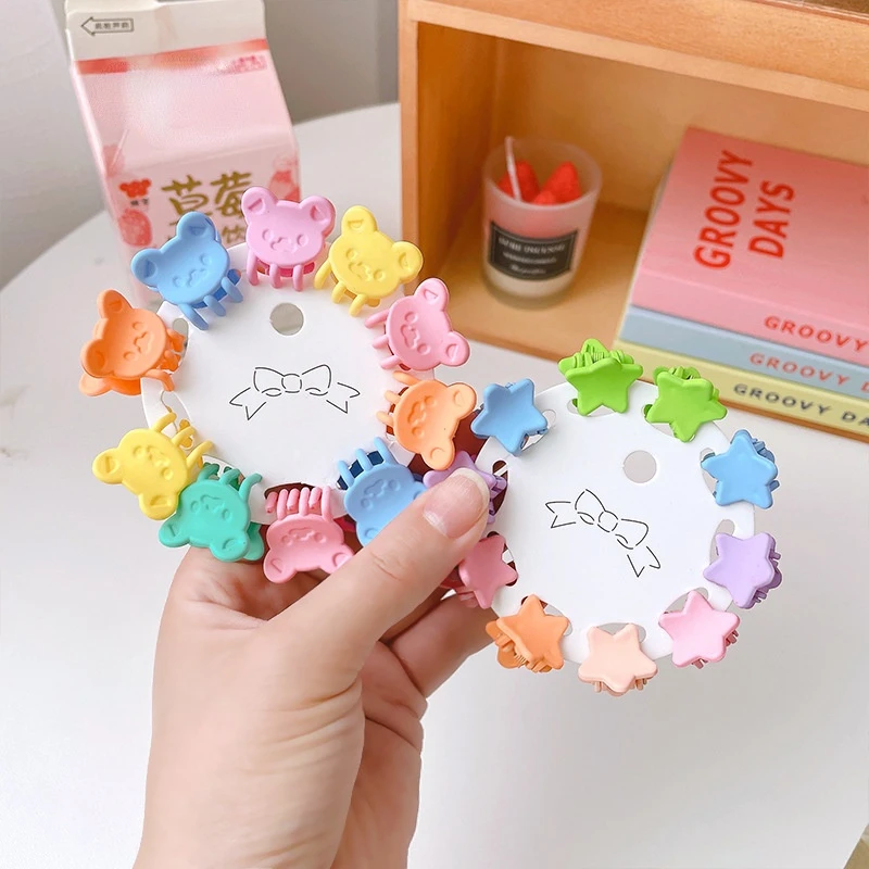 

10 Pcs Girls Colorful Hair Clips Rabbit Bear Cute Small Hair Claws Headwear For Kids Sweet Cartoons Fashion Hairpin Accessories