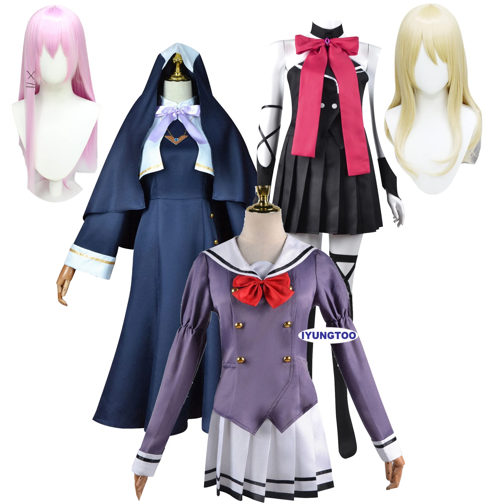 

Project Engage Kiss Cosplay Kisara Sharon Holygrail Dress Cosplay Costume Wigs
