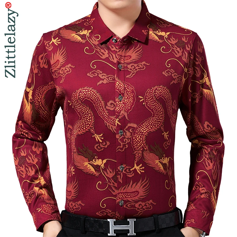 

2022 брендовая Повседневная зимняя теплая плотная Роскошная приталенная Мужская рубашка с изображением животных, уличная одежда, рубашки, му...