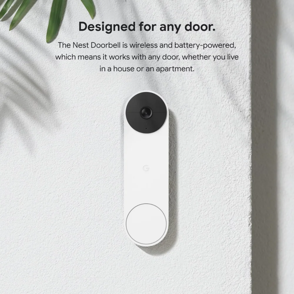 Nest Doorbell (Battery), Video Doorbell Camera, Wireless Doorbell Security Camera, Snow enlarge