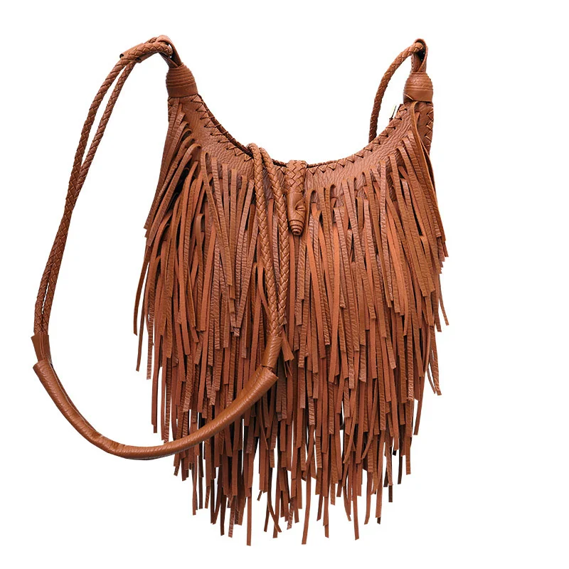 

Exquisite Trendy Women's Foreign Temperament Single Shoulder Diagonal Manual Tassel Bag Women Messenger Crossbody High Quality