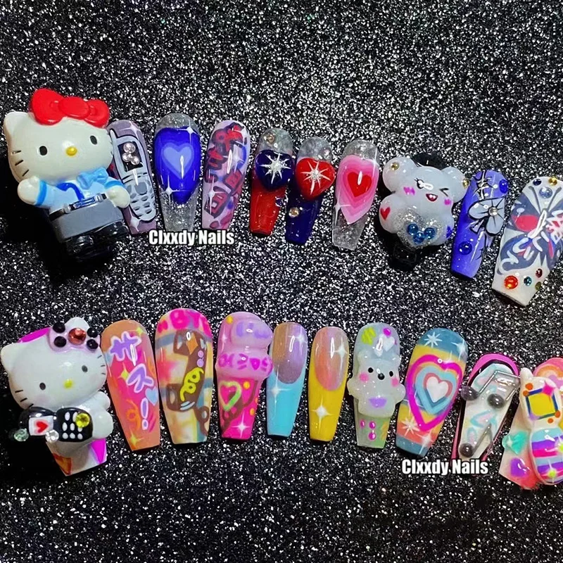 

Оригинальный мультяшный «сделай сам» Sanrioed Hello Kitty ручная роспись трехмерный патч для ногтей аниме игрушка для девочек подарок