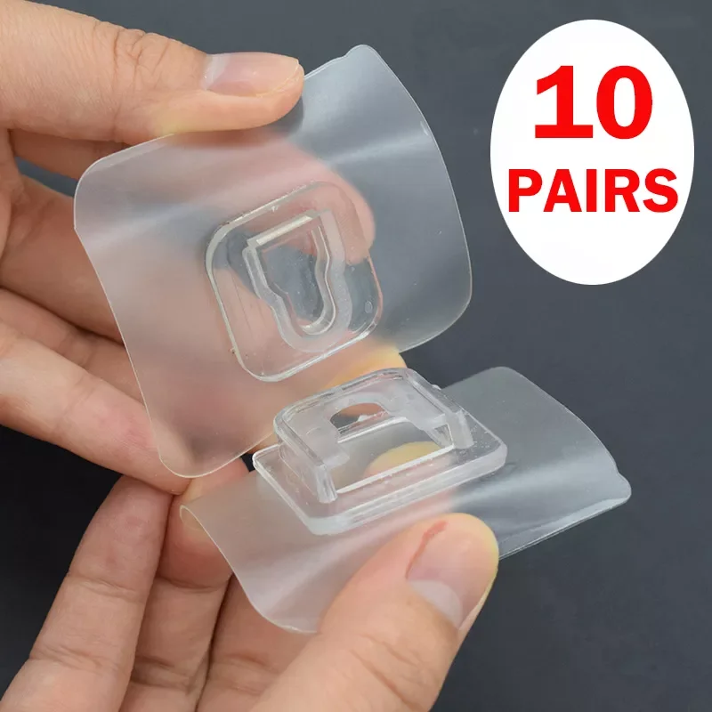 

Double-Sided Adhesive Wall Hooks Hanger Strong Transparent Suction Cup Wall Holder for Kitchen Office Livingroom Plug Fixer