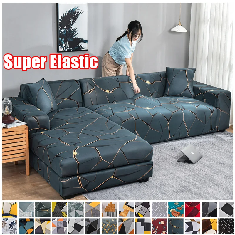 

Elastic Sofa Cover L-Shaped Corner Sofa Cover 1/2/3/4 Seater For Living Room Slipcover Stretch Sofa Couch Armchair Covers