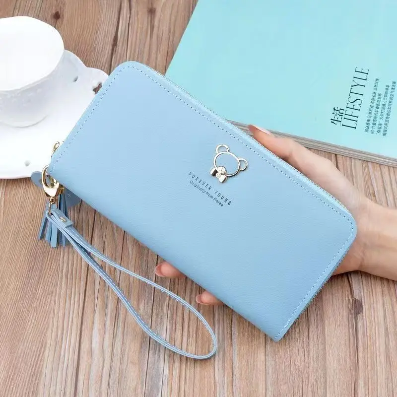 Женские кошельки на длинной молнии роскошные брендовые кожаные для монет