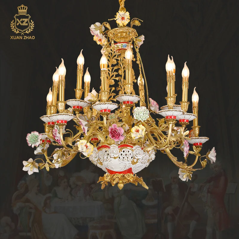 XUANZHAO французская винтажная керамическая цветочная декоративная люстра для