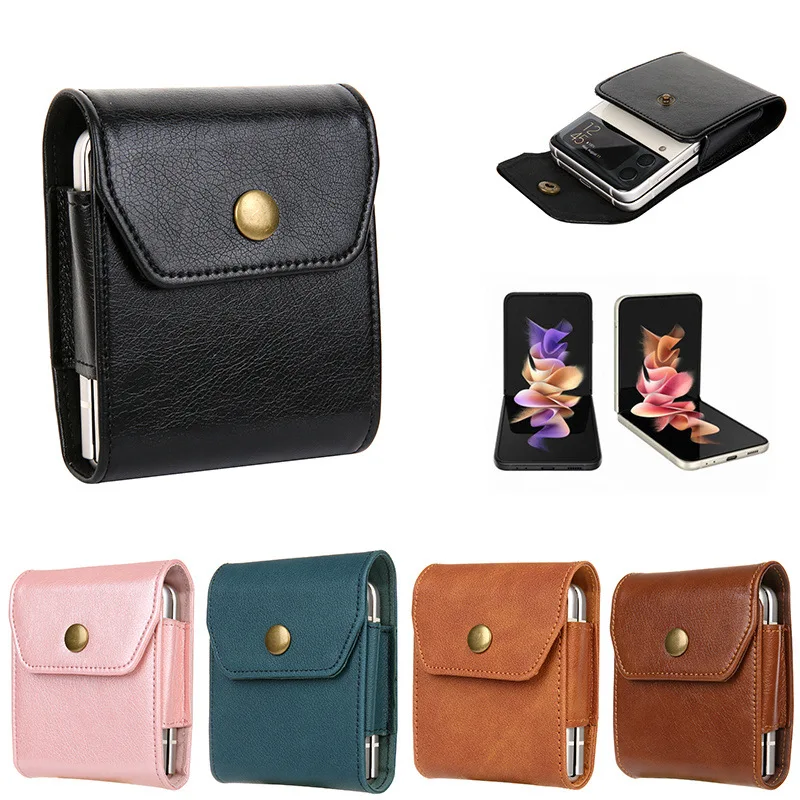 

Простая кожаная сумка-держатель для телефона для Samsung Galaxy Z Flip 3 5G Flip3 для Motorola Razr 5G полная защита