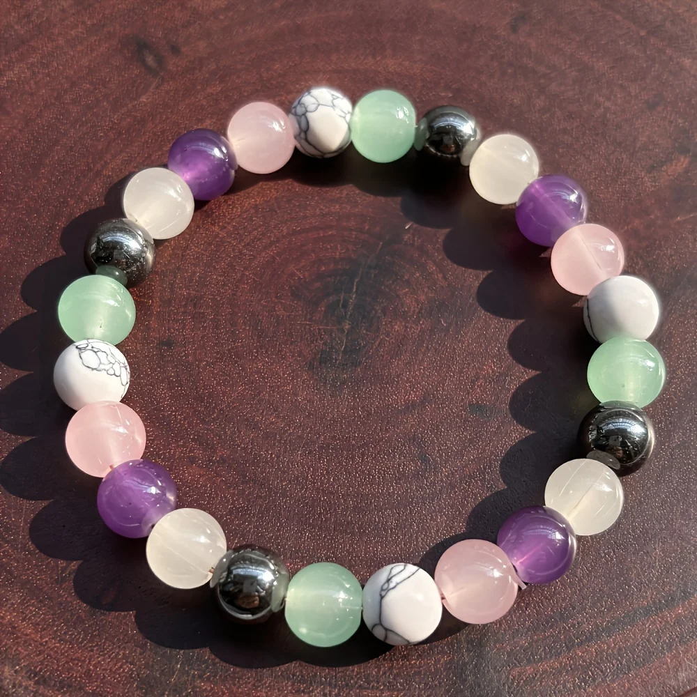 1 Шт. Браслет Унисекс С Розовым Кварцем И Бусинами Для Определения Изменения